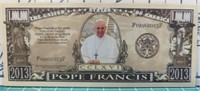 Pope Francis million Dollar Bank note 2013