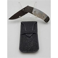 n Norris Folding Pocket Knife Damascus Blade MOP