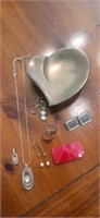 Heart shaped trinket box with Jewelry