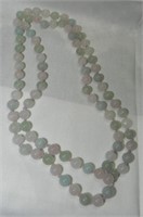 Vtg Green & Pink Jade Bead Necklace
