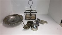 Various metal dish ware including silver plated,