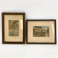 Pair Wallace Nutting Hand Painted Photographs