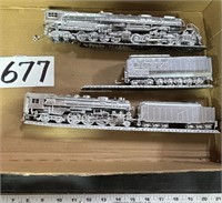 3 Model Trains Painted Silver