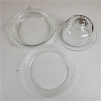 Glass Cheese Dish & Glass Pie Plates