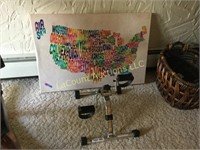 canvas of USA in state names exercise pedals