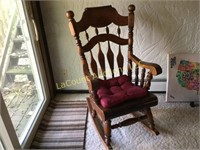 wood rocking chair w pad, nice condition