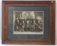 Vintage Picture & Wood Frame w/ Brass Inlay