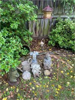 Assorted garden decor- rabbit is only concrete one