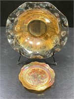 1950's Jeanette Marigold Carnival Glass "Iris &