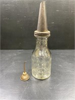 Vintage Brookins Rapid Oiler Quart Glass Bottle &