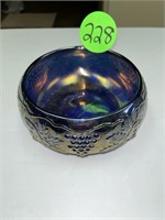 Carnival Blue Grape Footed Bowl