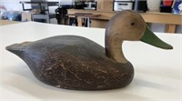 Wood Carved Duck Decoy Cracked Neck & Paint Chip