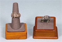 (2) Indian Chief Sterling Silver Rings