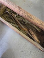 Wooden toolbox tools included