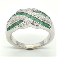 SILVER EMERALD CZ(2.75CT) RHODIUM PLATED  RING