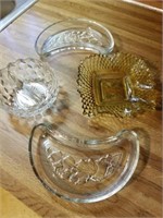 AMBER CANDY DISH AND CRESCENT GLASS,