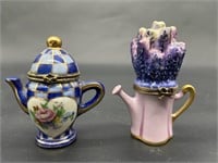 (2) Miniature Teapot Trinket Boxes, as pictured