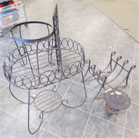 WROUGHT IRON WOOD HOD, PLANT STAND, METAL BASE....