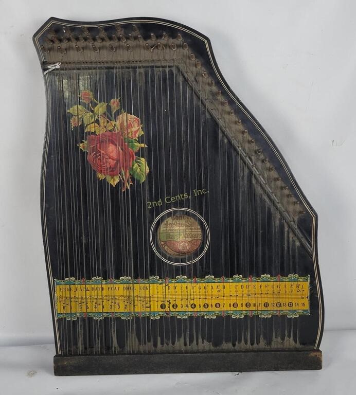 Antique Concert Harp Zither From Saxony
