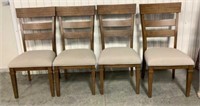 4 Wood Chairs w/ Fabric Foam Seat Cushions