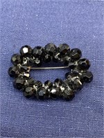 Vintage black bead brooch