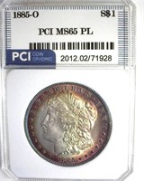1885-O Morgan PCI MS65 PL Purple Rim