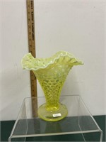 Flawed Fenton Topaz Opalescent Hobnail Vase