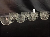 Lot of 8 Etched Glass Cups - Ea 2" T