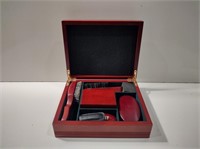 Brookstone Cherry Grooming Kit Set in Wood Case