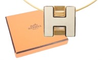 Hermes White H Cube Necklace