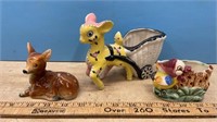 2 Vintage Ceramic Planters & Deer Figure