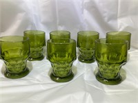 Antique Emerald Green Drinking Glasses 4.5x3" 7ct