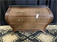 Stately bombay chest with fine bamboo front