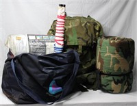 Camping Bags w/ Supplies & Sleeping Bag