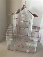 Pink and white bird cage
