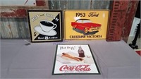 3 metal signs 53 ford 18 x 12