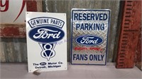 2 metal signs ford parts 11 x 17