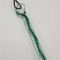 Small Twisted Green Art Glass Christmas Ornament