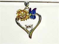 Enamel & Crystal Heart Pendant