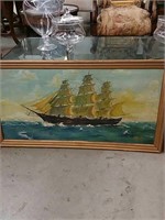 Painting on panel, ship