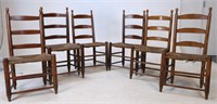 6 Ladder Back Rush Seat Dining Chairs