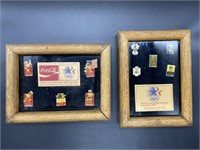 1984 Framed Olympics Coca-Cola Pins Collection