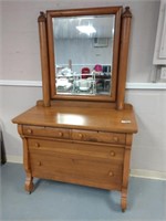 Antique Solid Wood Dresser and Mirror