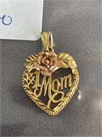 14K & Rose Gold #1 Mom Charm Pendant