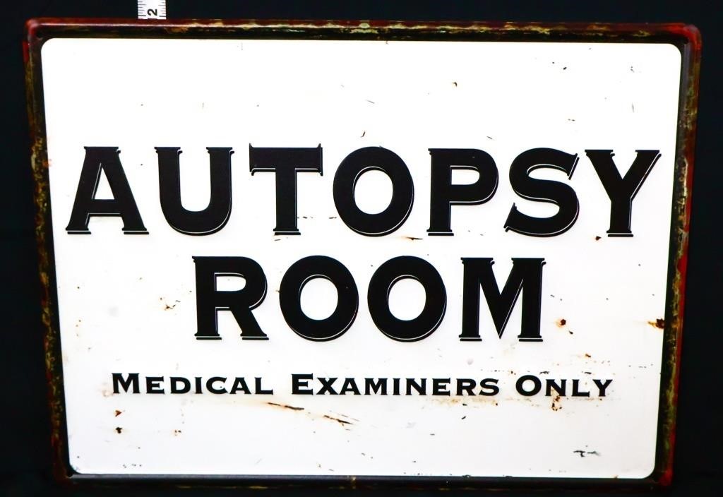 Metal Autopsy Room sign