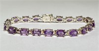 Sterling Amethyst Tennis Bracelet 12 Grams 7"