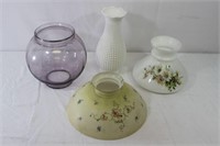 Assorted Vintage Ceramic & Glass Lamp Shades