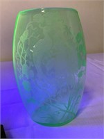 Uranium Glass Peacock Vase