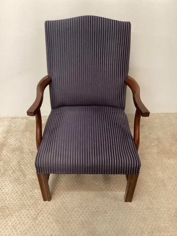 Mahogany Parlor Chair with Blue Cushion