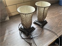 Pair of leopard print lamps